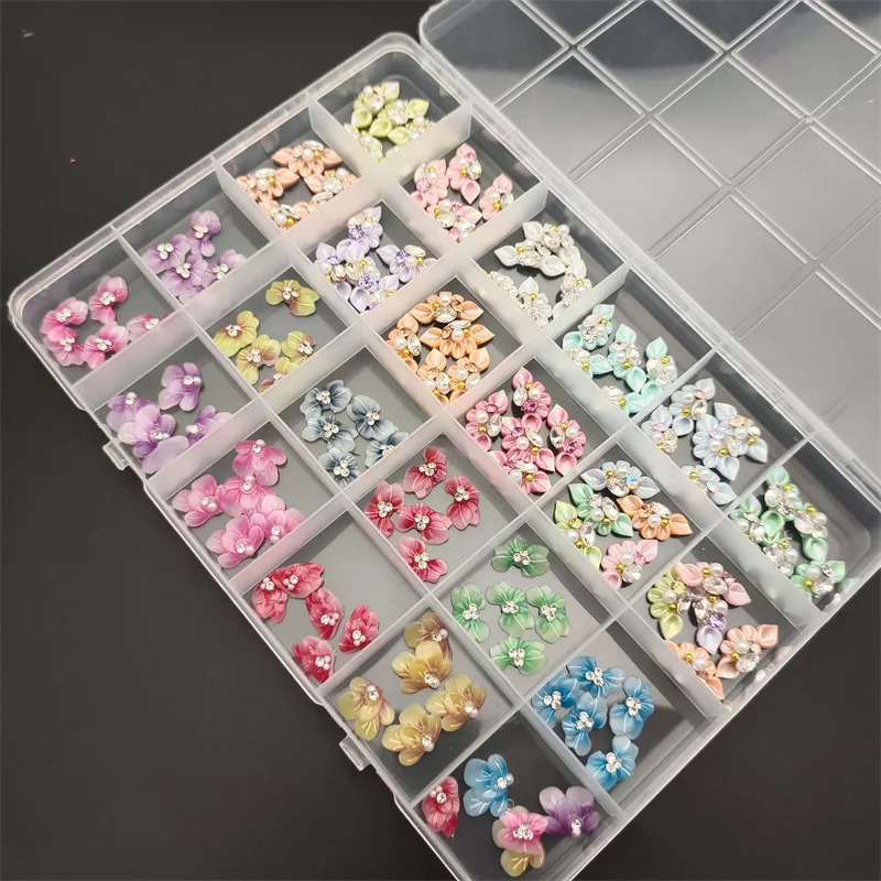 3D acrylic nail art decoration with side flowers winter color detachable Pom Poms cute cartoon Christmas Cavai nail charm 240625