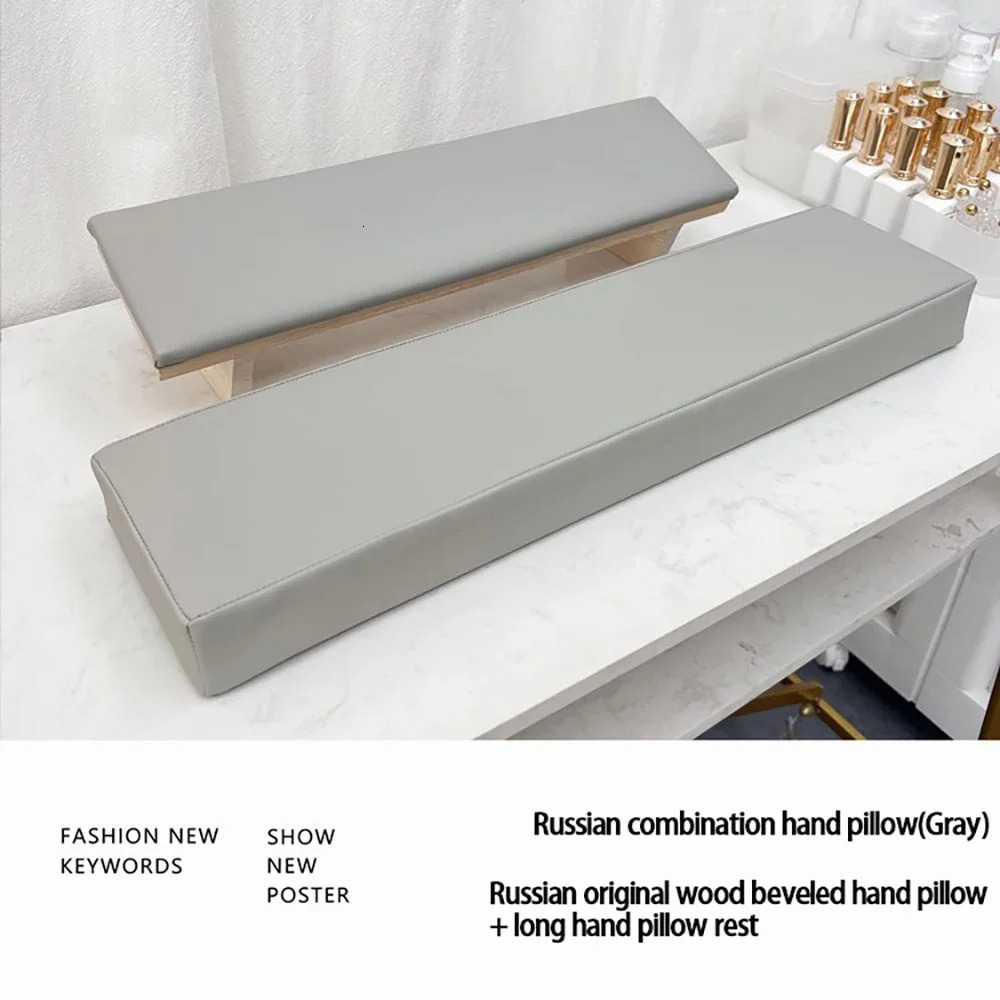 ANGNYA Solid Wood Beveled Nail Art Hand Pillow Set Manicure Table Hand Cushion Pillow Holder Arm Rests Nail Art Stand 2Pcs Kit 240625