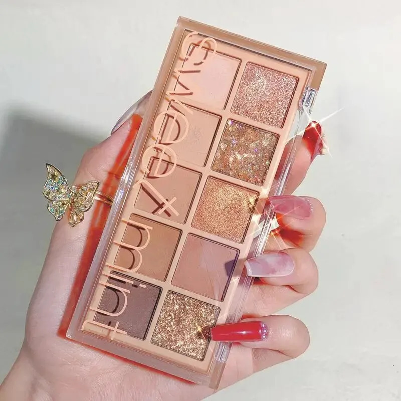 10 Color Eyeshadow Palette Shimmer Matte Makeup Palette Glitter Soft Brown Eyeshadow Eye Pigment Long Lasting Cosmetics 240625