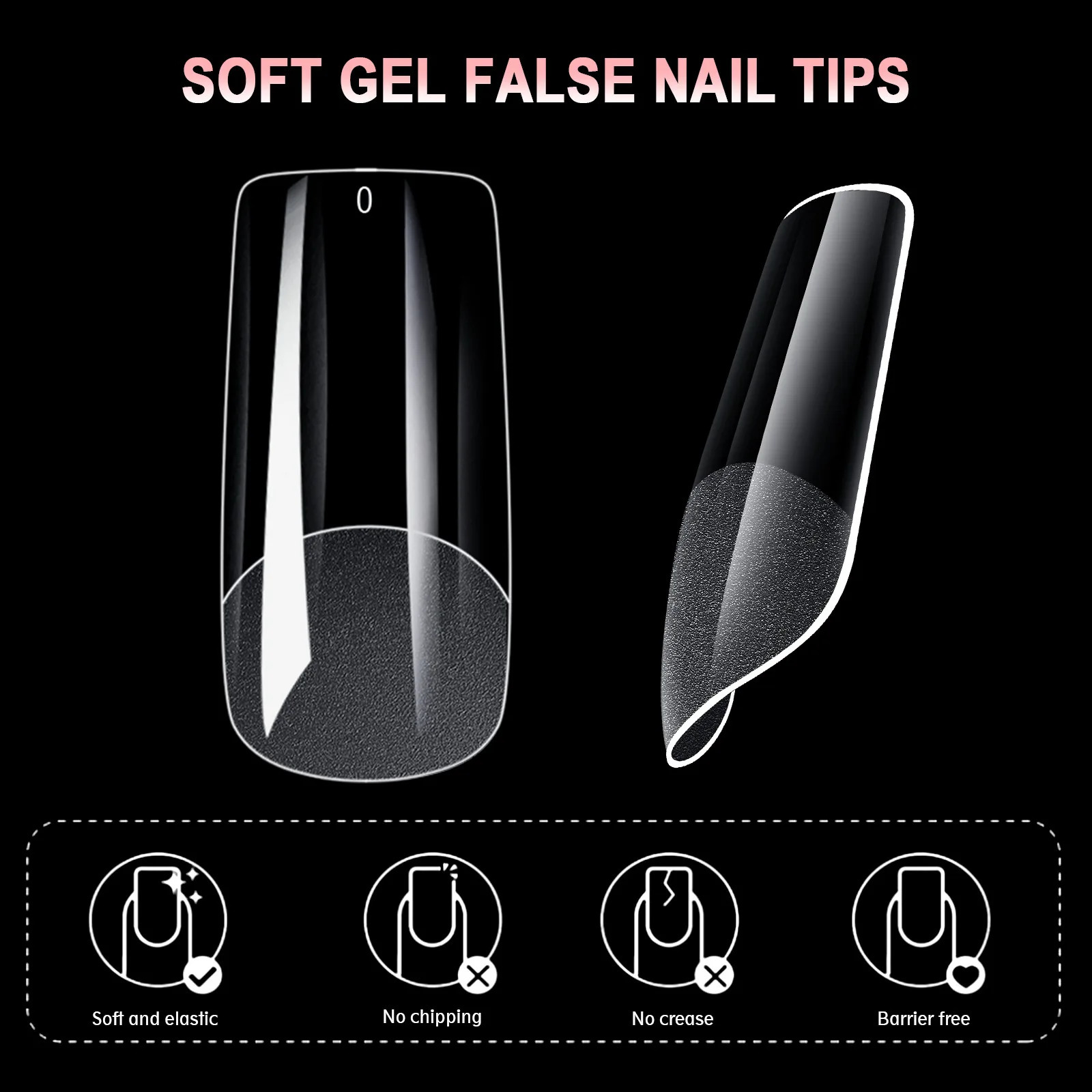 600Pcs Full Cover Press On Nail Tips Stiletto Almond Square Coffin French False Fake Soak Off Gel Nail Extension Tips Capsule 240625