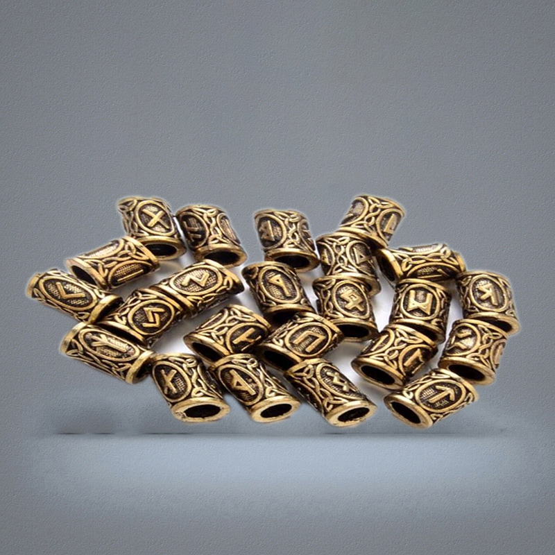 24pcs Top Silver Norse Viking Runes Charms Beads Findings For Bracelets For Pendant Necklace For Beard Or Hair Vikings Rune Kits