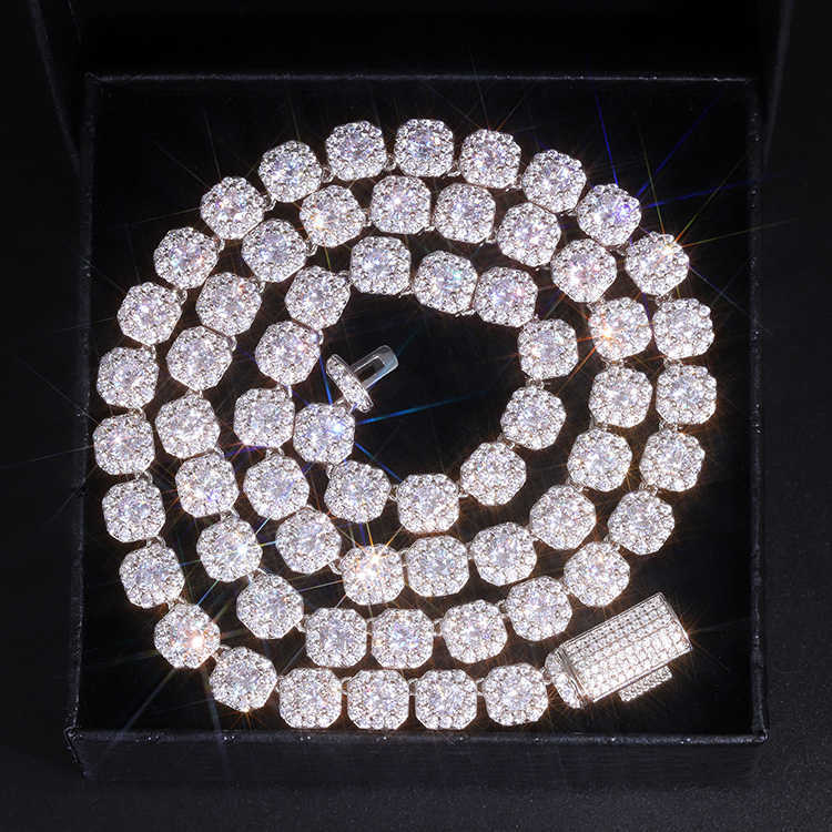 Hiphop design 8mm wide vvs Moissanite Dia S Sterg Sier Cuban k Chain for men/women hiphop necklace