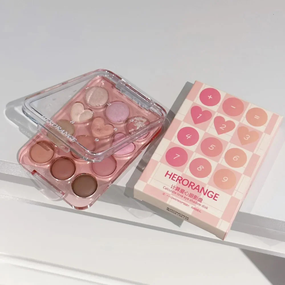 HERORANGE Calculator Love Eyeshadow Palette 12 Colors Matte Pearlescent Glitter Non-Flying Powder Earth Color Eyeshadow 240625