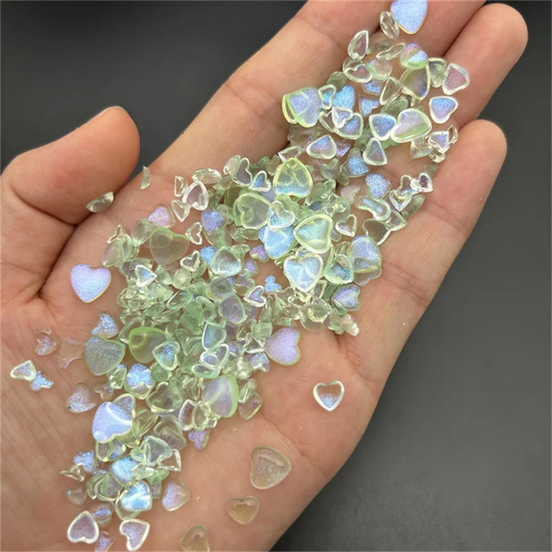 50 Kawaii accessories resin nail art charm cartoon heart-shaped nail decoration mixed size handmade Rhinestone jewelry DIY 240625