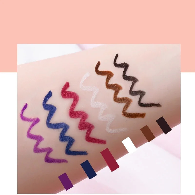 6 Colors Waterproof Blue Liquid Eyeliner Pencil Long-lasting Easy To Wear Matte Eye Liner Black Red White Purple Brown Eyliner 240625