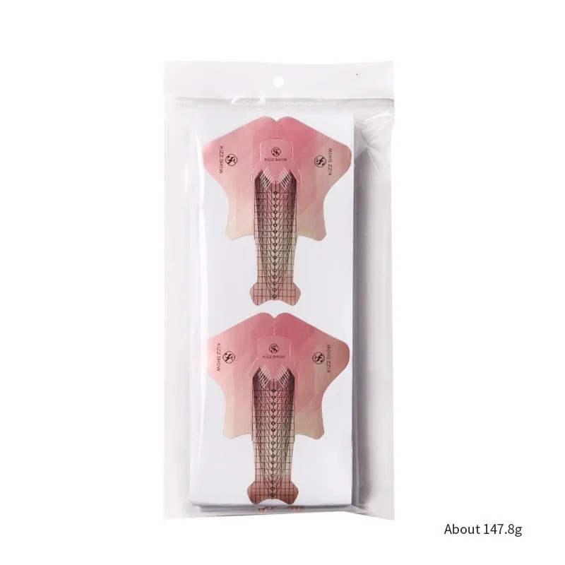 100pcs French Nail Form Tips Pink Nail Extension Art Tools For Nails Gel Extension Sticker Acrylic Manicure Paper Holder 240625