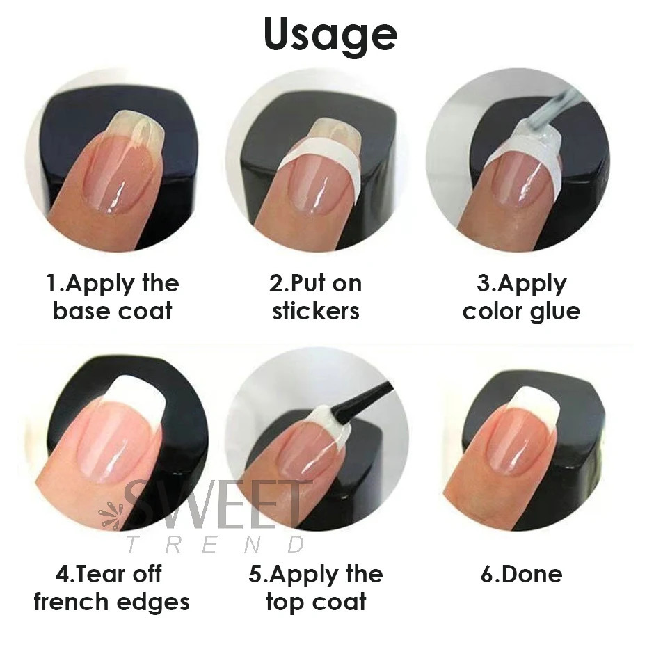 French Stripe Line Nail Shape Edge Tip Guide Ripple Oblique Spray Template Sticker Creative Template DIY Hand Tool Decoration 240625