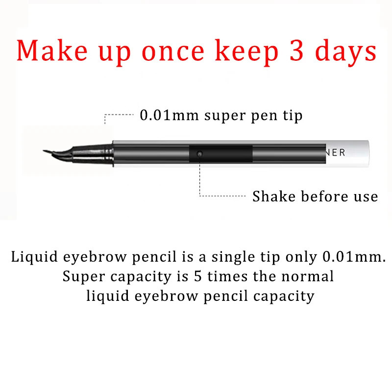 Keep 3days Liquid Eyebrow Pencil Tattoo 0.01MM Ultra Thin Head Fine EyeLiner Pen Waterproof Long Lasting Microblading 240625