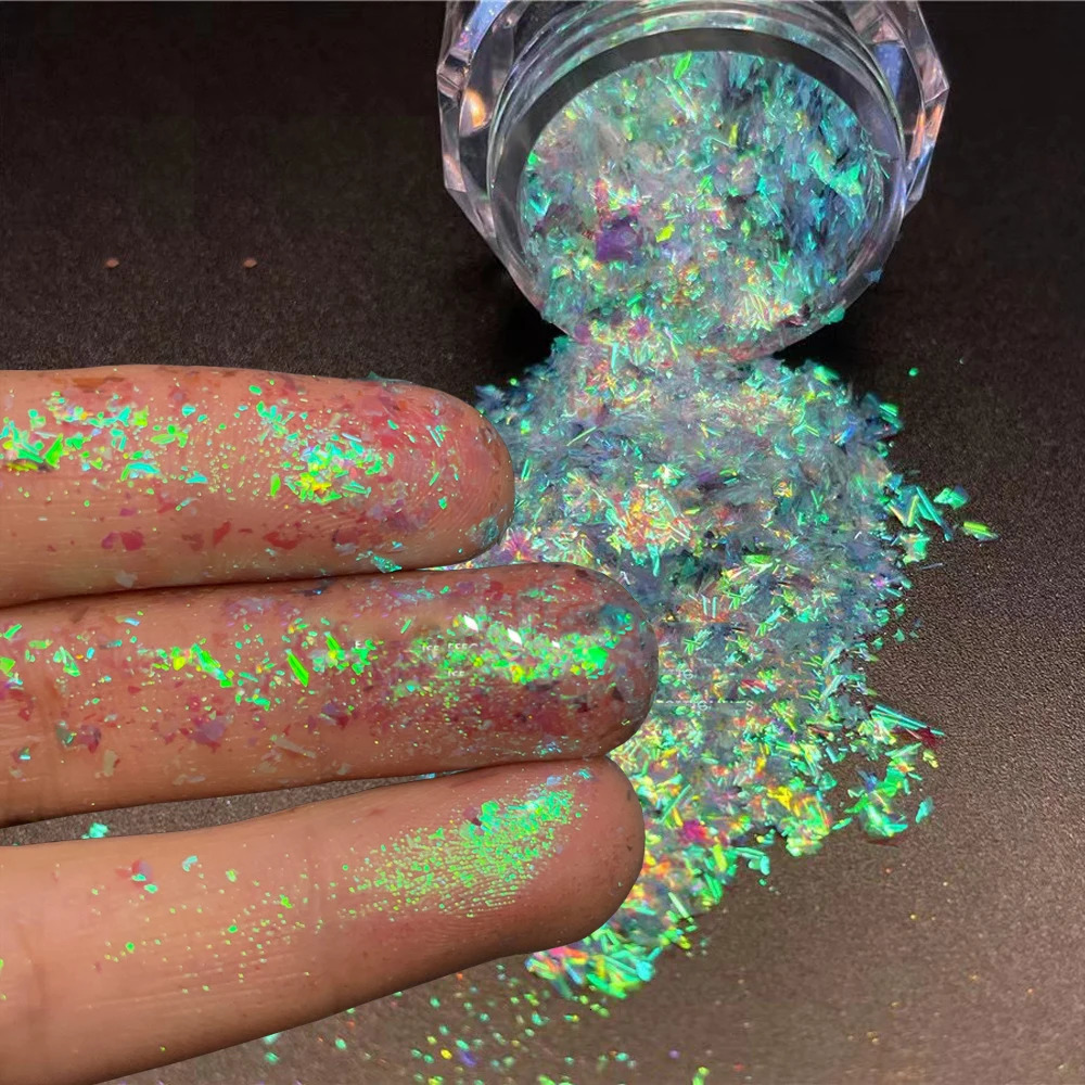 Unicorn Chameleon Aurora Nail Glitter Powder Colorful Magic Mirror Nail Pigment Flakes Powder Broken Yuki Aurora Chameleon Dust 240625