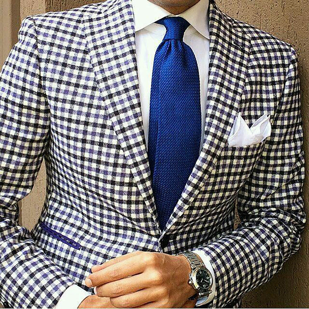 Plaid Men Jacket Peaked Lapel One Piece Prom Groom Tuxedos Slim Fit For Business Wedding Custom