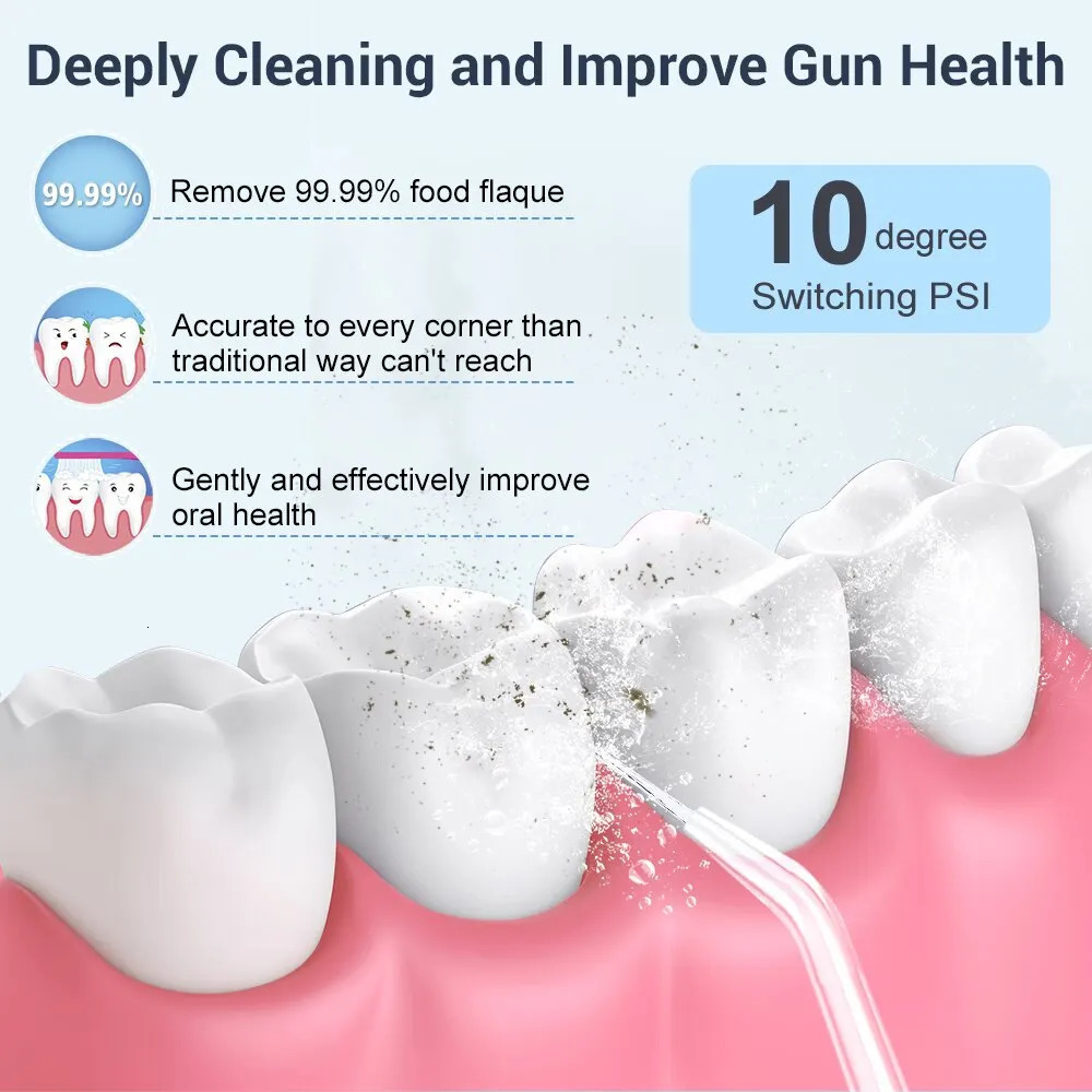 Oral Irrigator USB Rechargeable 10 Levels Water Flosser Portable Dental Water Jet 600ML Water Tank Household Teeth Cleaner 240625