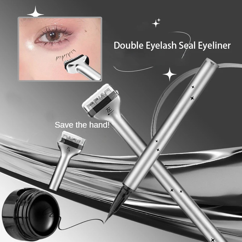 Lower Eyelash Stamp Professionnelle Eyelash Seal Eyeliner Pen Waterproof And Sweat Proof Eye Liner 2 In 1 240626