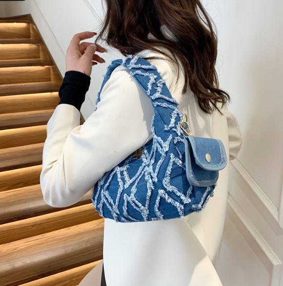 This Rhombus Denim Handbag Is Stylish, Simple , Suitable for Work, Commuting and Dating. H6.26#30