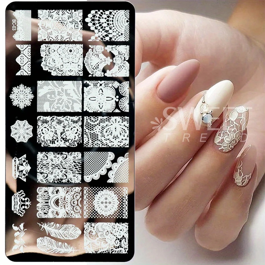 5 lace flower nail stamping boards Mandala geometric nail art stamping templates Poland printing templates Handmade tools 240625