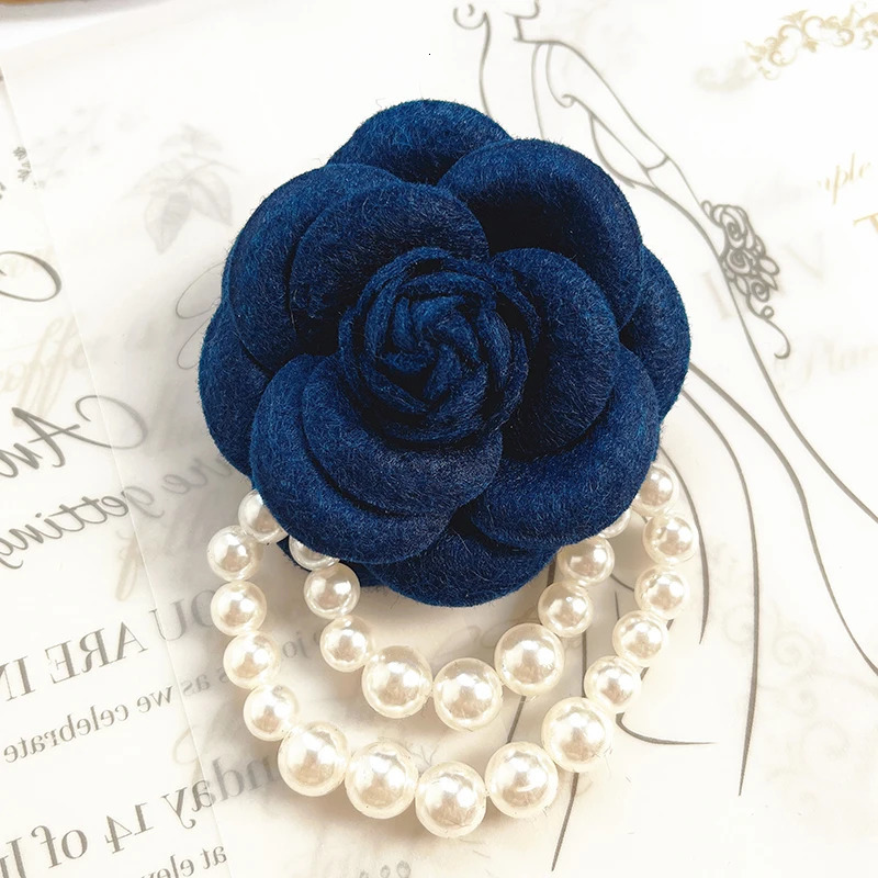 AnXin SH White Camellia Brooch Handmade Collar Black Wine Red Rose Stereo Brooch Battery Advanced Decorative Battery 240617