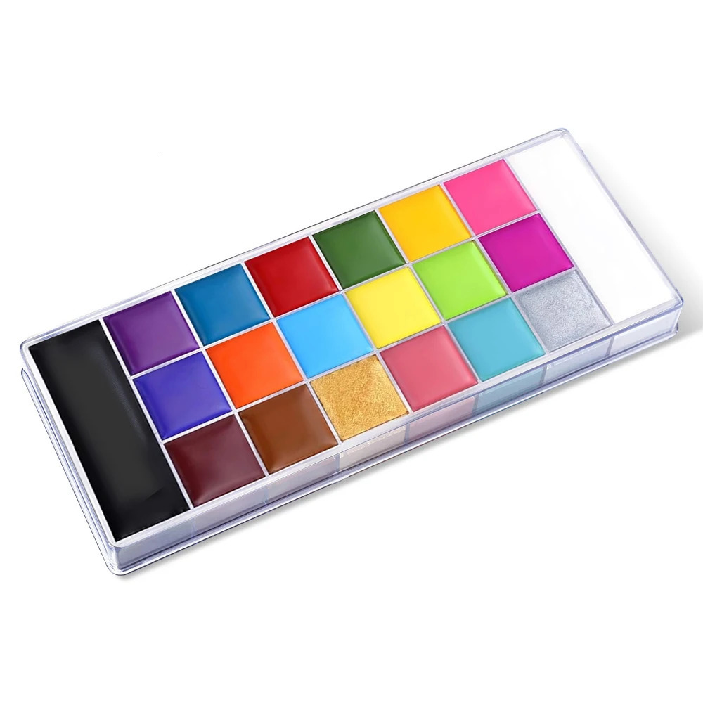 20 Colors Safe Cosmetic Flash Tattoo Painting Art Halloween Party Makeup Fancy Dress Beauty Palette Face Body Painting Oil 240709