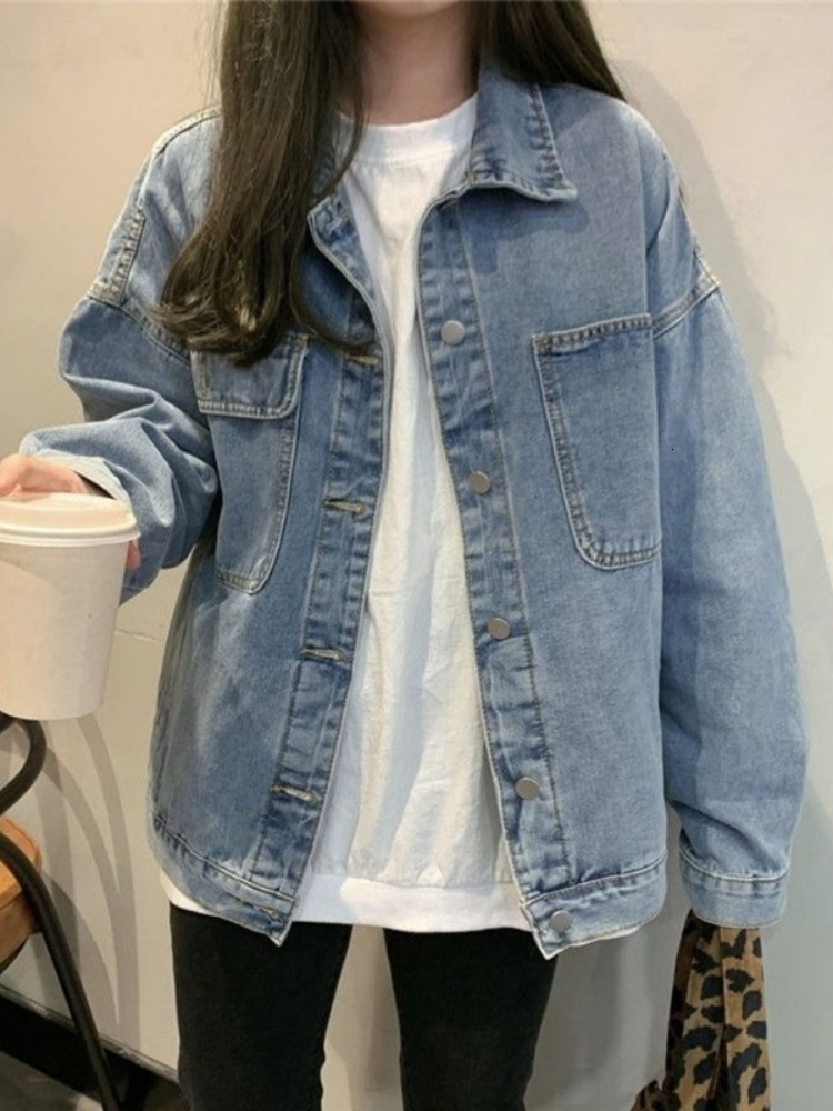 New Large Size Loose Female Coat Retro Street Style Wild Casual Couple Jacket Korean Ins Tide Jackets Denim 2021 F6.26#33