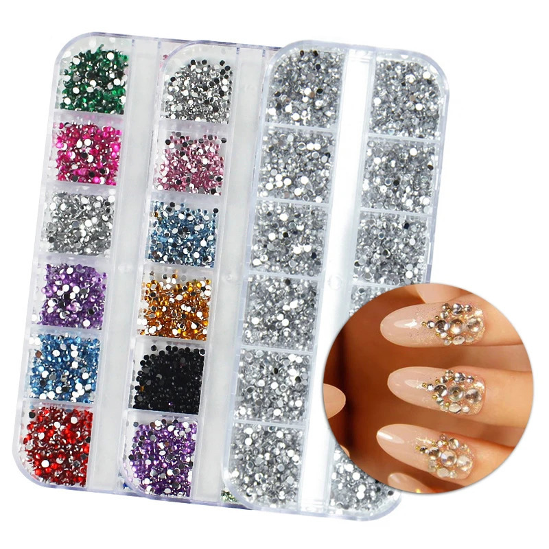 3000Pcs A box nail art flat back crystal rhinestone 1.5mm 2.0mm diamond tension control tip 3D decoration 240625