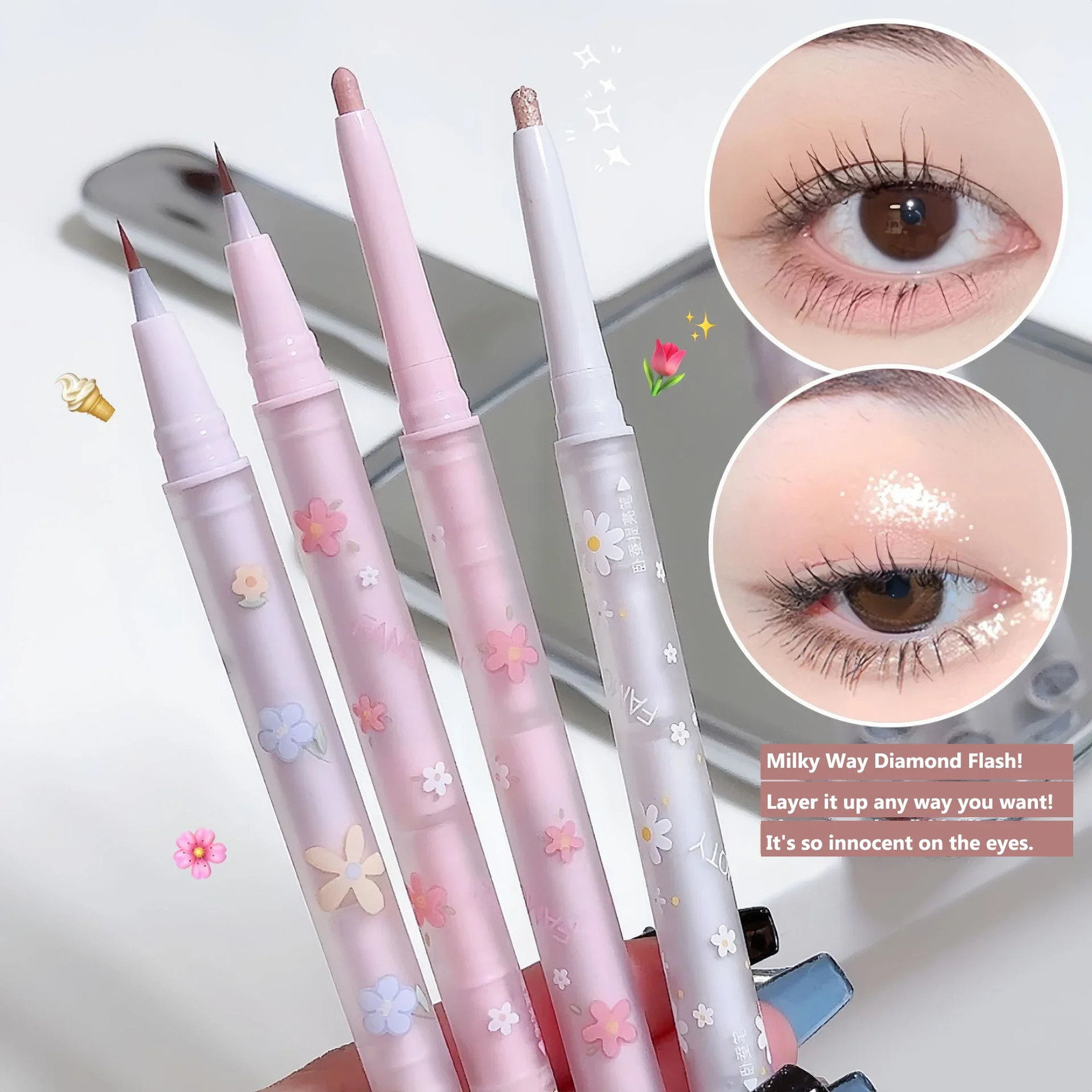 Double Head Lying Silkworm Eyeliner Liquid Down To Shadow Pencil Eye Highlighting Eyeshadow Stick Natural Big Eye Makeup Gel Pen 240625
