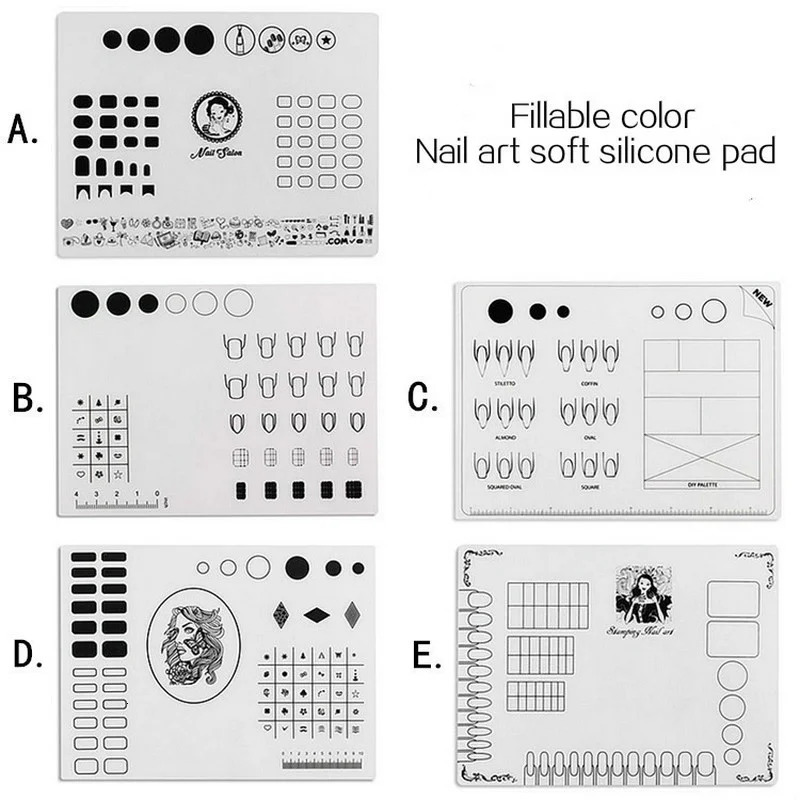 1pc Silicone Nail Stamp Mat Nail Art Polish Transfer Pattern Pad Fill Color Template Manicure Tools 2 Size 28*21cm 40*30 Cm 240625
