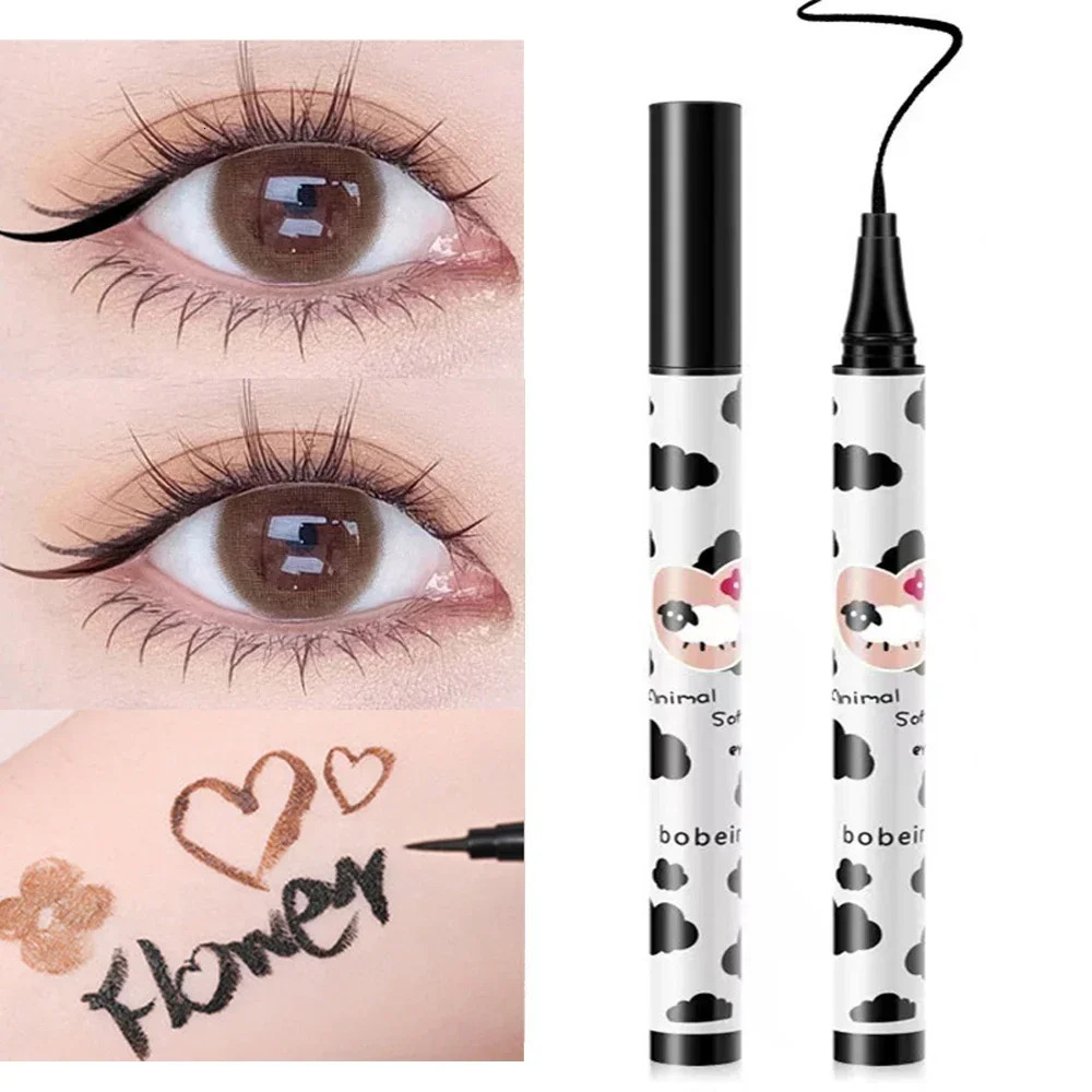 Waterproof Quick Dry Liquid Eyeliner Lying Silkworm Eyelash Pen Long-lasting Black Brown Eyeliner Pencil Beauty Eyes Makeup Tool 240625