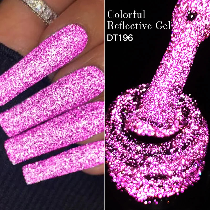 MEET ACROSS 7ml Reflective Glitter Gel Nail Polish Glitter Reflective Effect Semi anent UV LED Nail Art Gel Varnish Manicure 240625