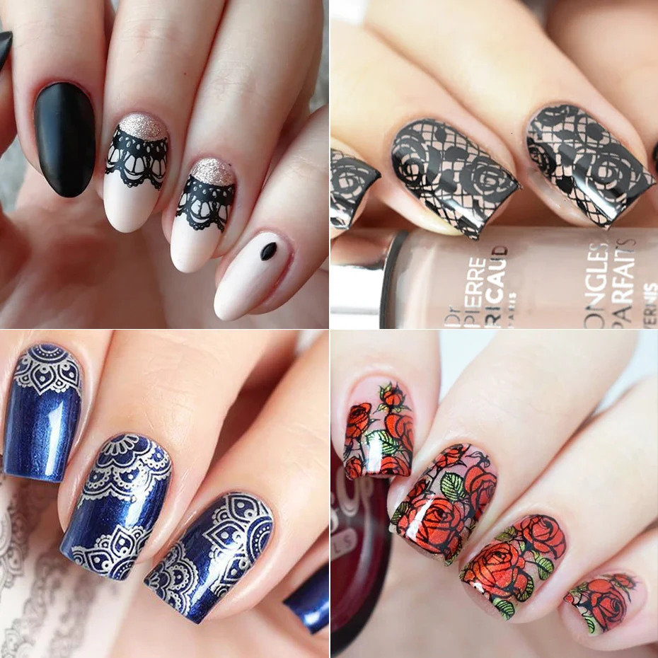 Lace nail stamping board Mandala geometric flower nail art stamping template Polish printing template hand tool 240625