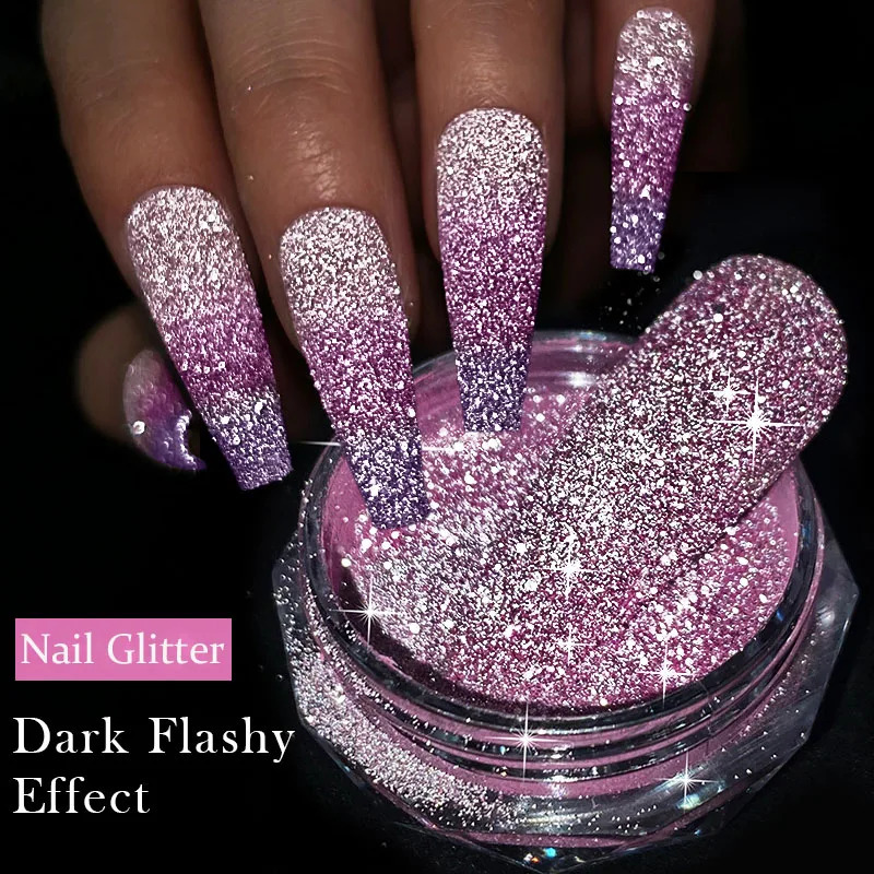1Box Reflective Thermal Nail Powder Glitter Color Change Shinning Crystal Rhinestone Sequin Pigment UV Gel Polish Decoration DIY 240625