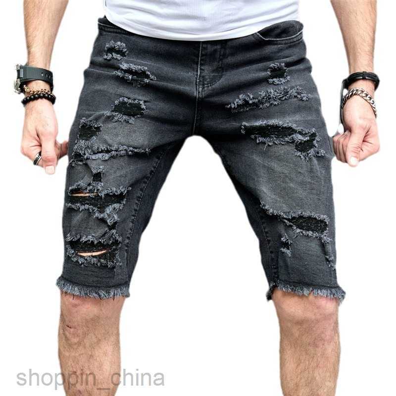 Men's Shorts New Summer Male 5/4 Casual Broken Trendy Middle Pants Scraped Beggar Shorts Male