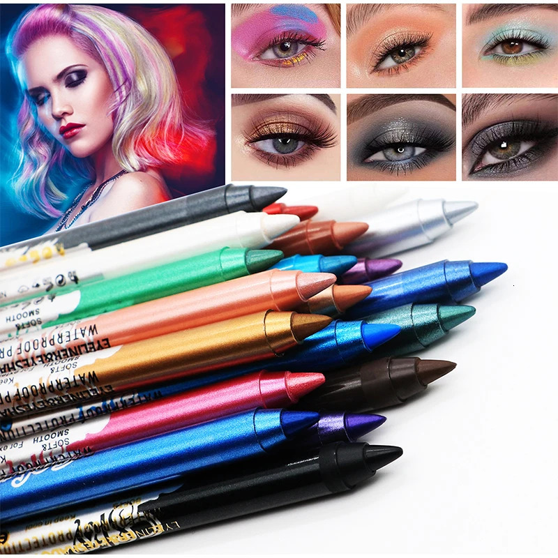 Quick-Dry Eyeliner Pencil Long Lasting Waterproof Eye Liner Pen Fashion Colorful Liquid Eyeliner Shiny Cosmetic 240625