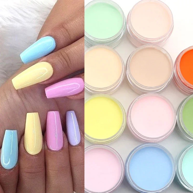 15g Acrylic Powder Light Color Carving Nail Polymer Tip Extension Crystal Powders Manicure Professional Nails Art Accessories 240625