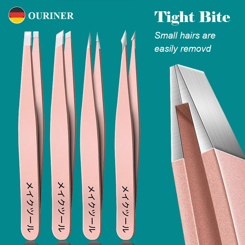 Precision Stainless Steel Tweezers For Eyebrow Hair Hair Removal Splinter Blackhead Slant Tip Angle Tip Pointed Tip 240626