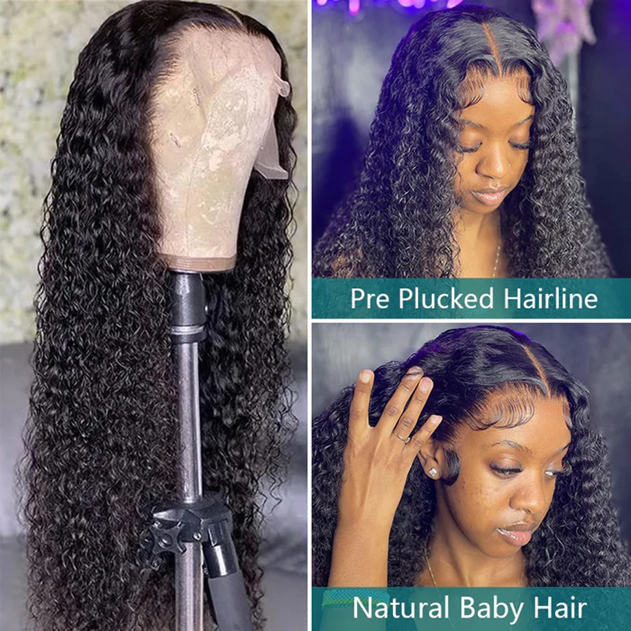 Kinky Curly 13x4 Lace Front Human Hair Wigs For Women 30 inch Indian Deep Curly Lace Frontal Wig Wet And Wavy Lace Closure Wigs 240621