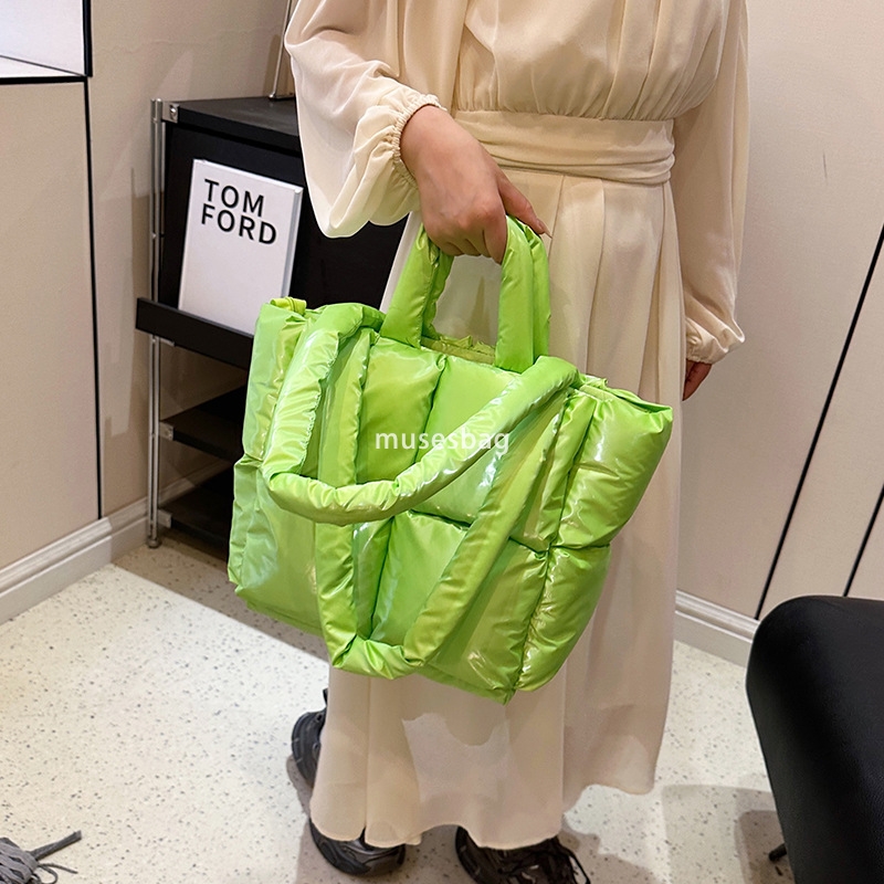 Korean Fashion Trend Autumn and Winter New Large Capacity Tote Bag Space Bag Single Shoulder Bubble Bag Space Cotton Fashion Down Bag