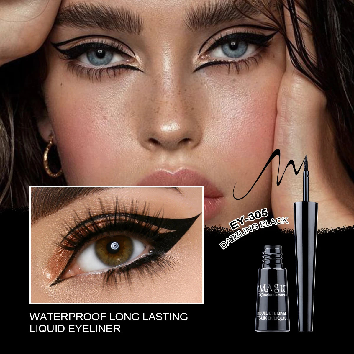 IMAGIC 1PCS Pro Eyeliner Waterproof Liquid Type Makeup Eye Liner Nature Long Lasting For Women Beauty Cosmetics 240709