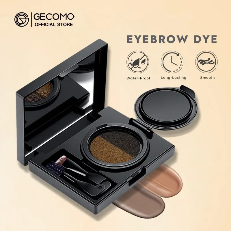 GECOMO Two-color Air Cushion Eyebrow Powder Color Waterproof and Sweat-proof Long-lasting Eye Brow Cream 240625