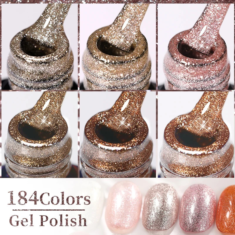 LILYCUTE 7ml Glitter Aurora gel nail polish Summer Gold Sequins Ergonomic Semi anent Soap Nail Art gel Clearcoat 240625
