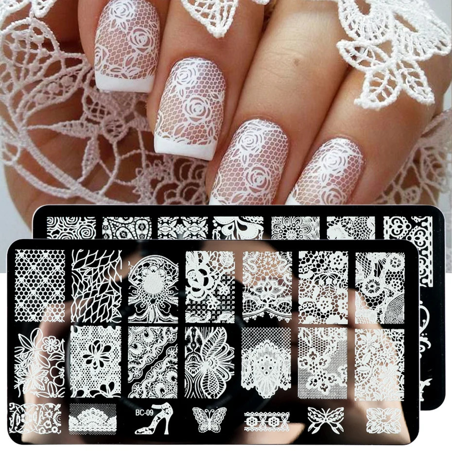 Lace nail stamping board Mandala geometric flower nail art stamping template Polish printing template hand tool 240625