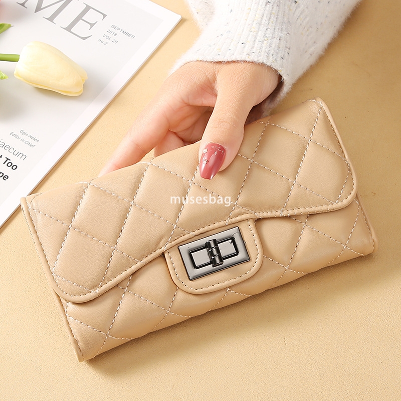 Designer Women's Fashionable and Fashionable Small Fragrant Wind Lingge Wallet Long Handheld Bag New Korean Versatile Practical Large Capacity Ph