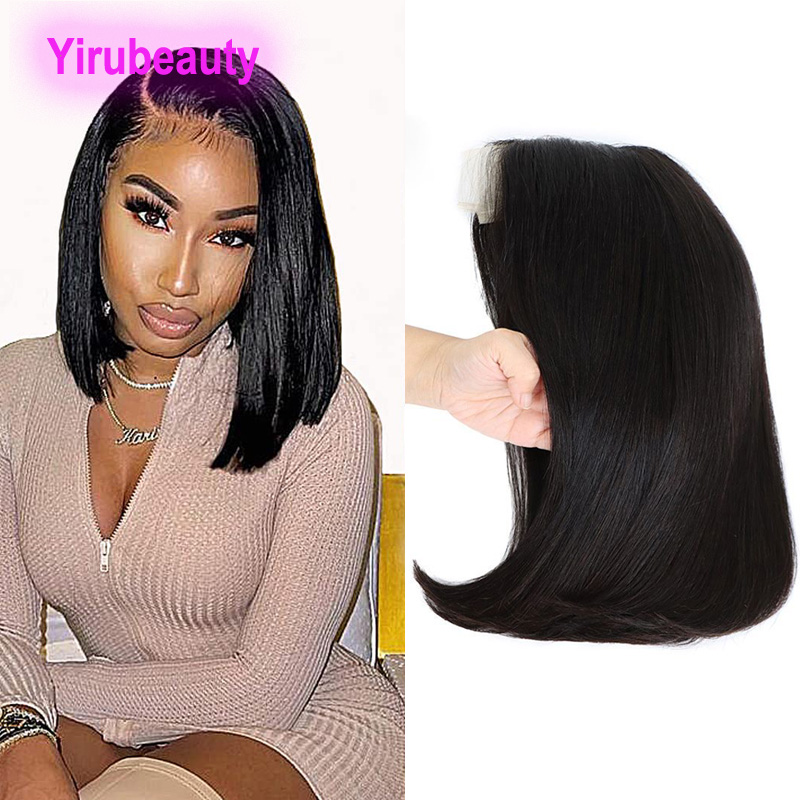 Brazilian 100% Human Hair Peruvian Indian HD 4*4 13*4 5*5 Lace Closure Bob Wig Straight Middle Part 10-16inch