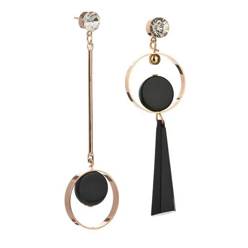 Charm Asymmetric AB Version Circle European And American Fashion Exaggerated Long Earrings Personality Pendientes Boucle OreilleFemme