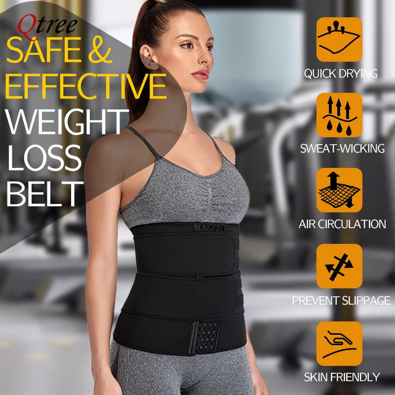 Qtree Plus Size Weight Loss Women Belly Cincher Body Shaper Corset Tummy Control Slimming Sweat Fat Burning Girdle Shapers Belt 240618