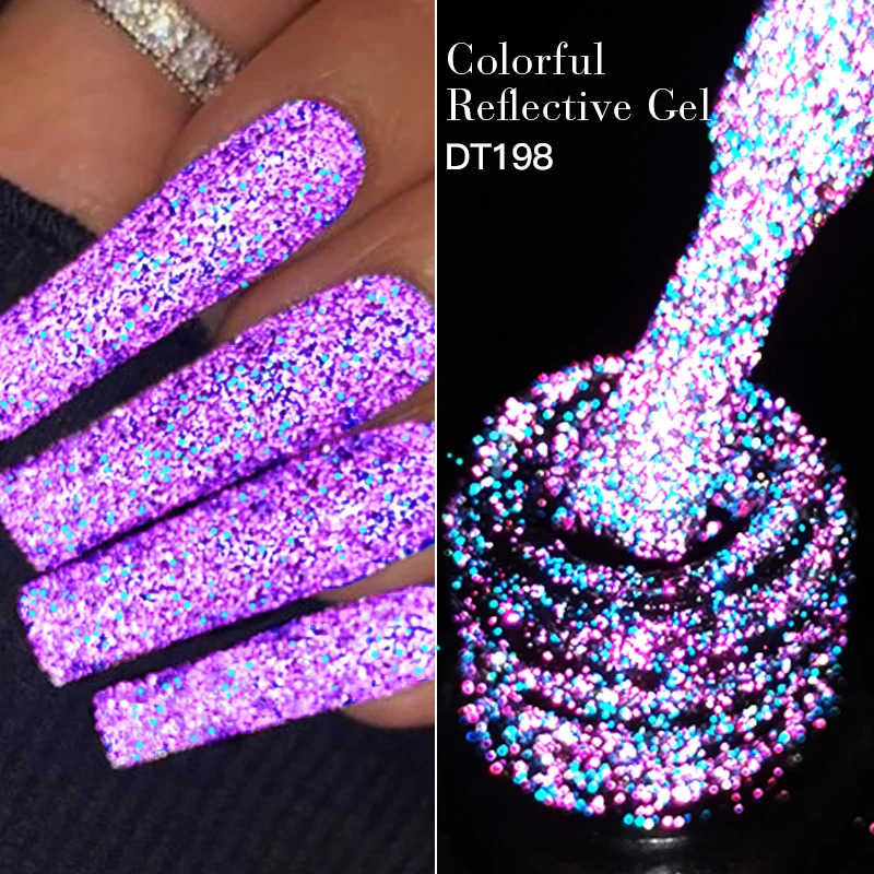 MEET ACROSS 7ml Reflective Glitter Gel Nail Polish Glitter Reflective Effect Semi anent UV LED Nail Art Gel Varnish Manicure 240625