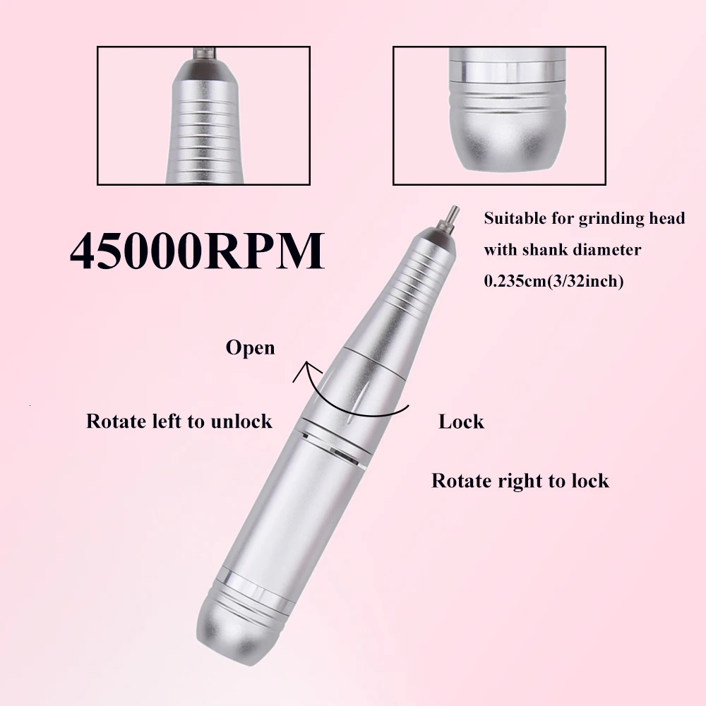 45000RPM Professional Rechargeable Electric Nail Drill Machine Portable Cordless Nail File For Acrylic Gel Nails Remove 240625