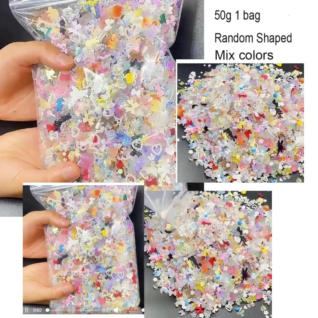 500-600 pieces of bow shaped nail art resin decoration mixed shape nail charm handmade items on a press jewelry Kawaii accessories* 240625