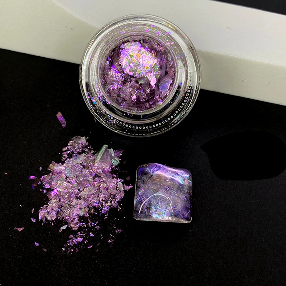 Aurora Crystal Opal Nail Powder Holographic Irregular Glitter Iridescent Sequins Rub Dust Mermaid Chameleon Flakes DIY Manicure 240625