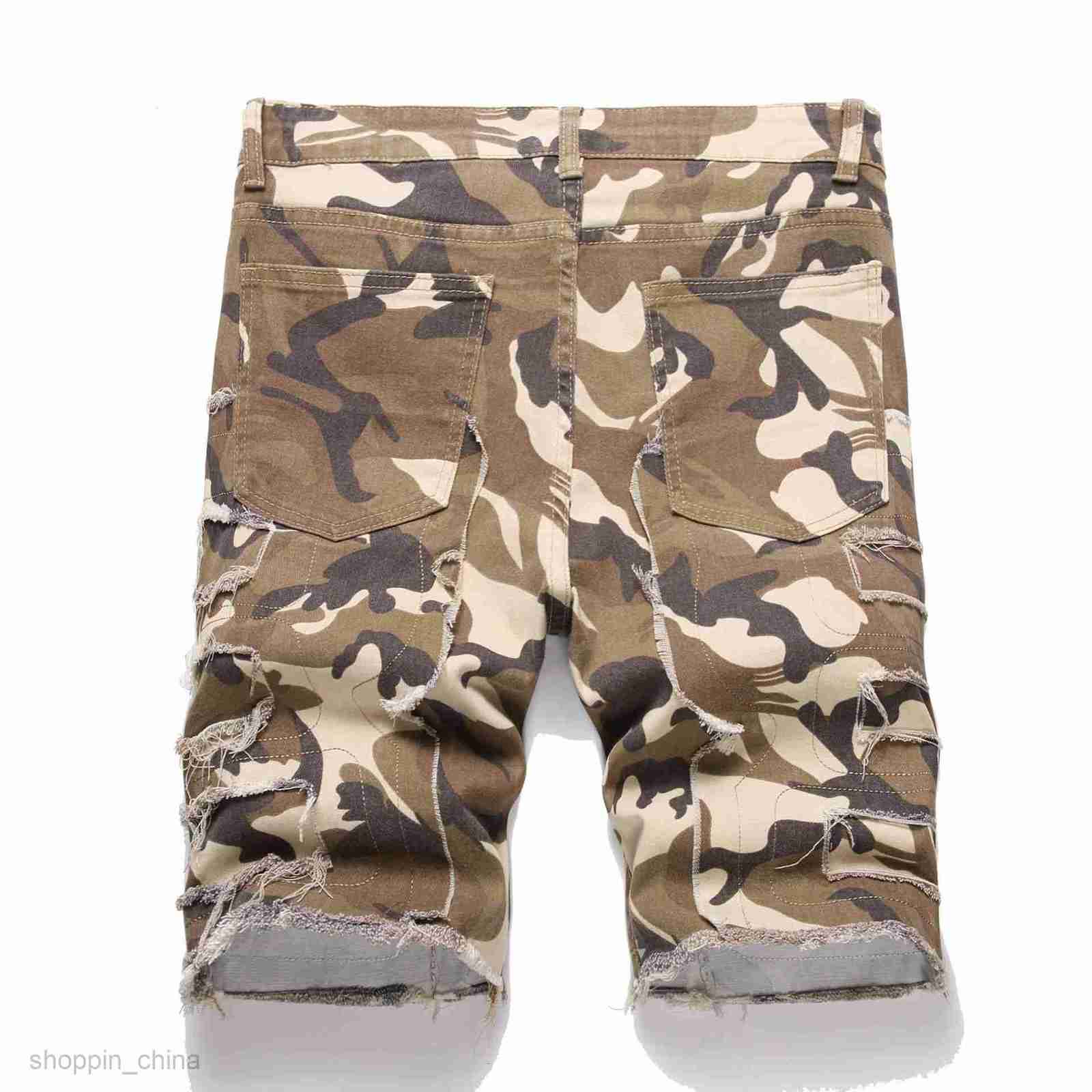 Men's Shorts Summer Male denim shorts capris camouflage trend fashion book style high street denim capris