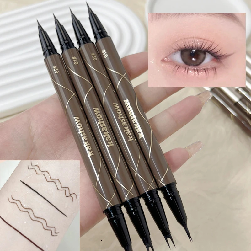 Double Forked Tip Liquid Eyeliner Lower Eyelash Pen 2 In 1 Quick Dry Smooth Ultra Fine 2 Points Eye Liner Lower Lash Pencil 240625