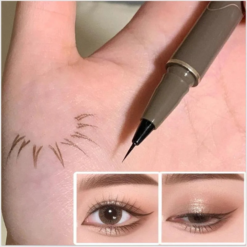 Waterproof Quick-drying Liquid Eyelinerultra-fine Matte Black Brownlong-lasting Silkworm Eyelinereye Makeupgifts 240626