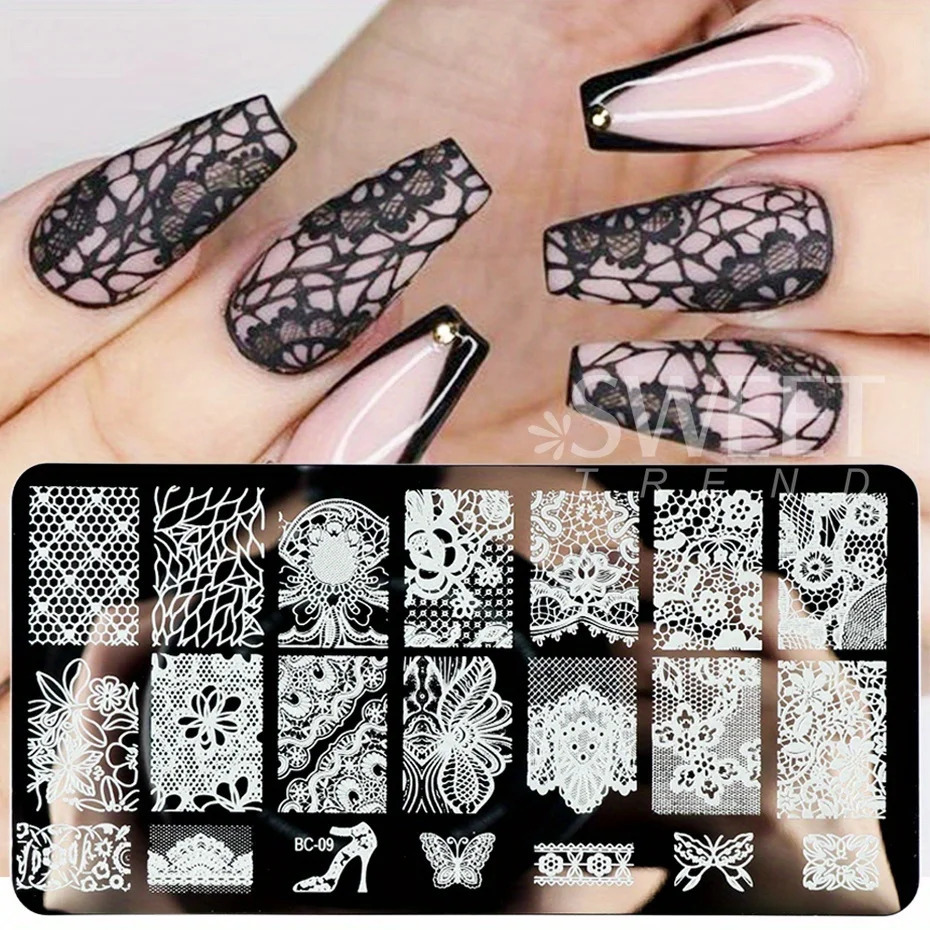 5 lace flower nail stamping boards Mandala geometric nail art stamping templates Poland printing templates Handmade tools 240625